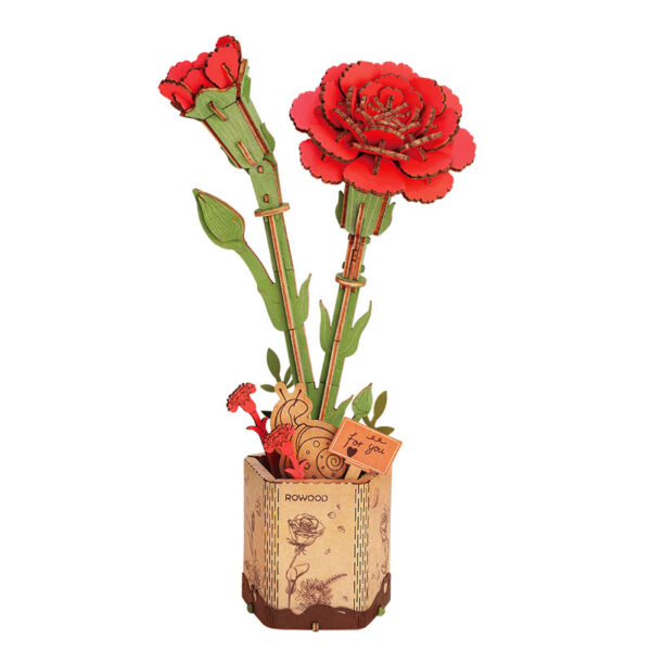 Rød nellike 3D-puslespil fra Rowoodâ¢ (TW052)